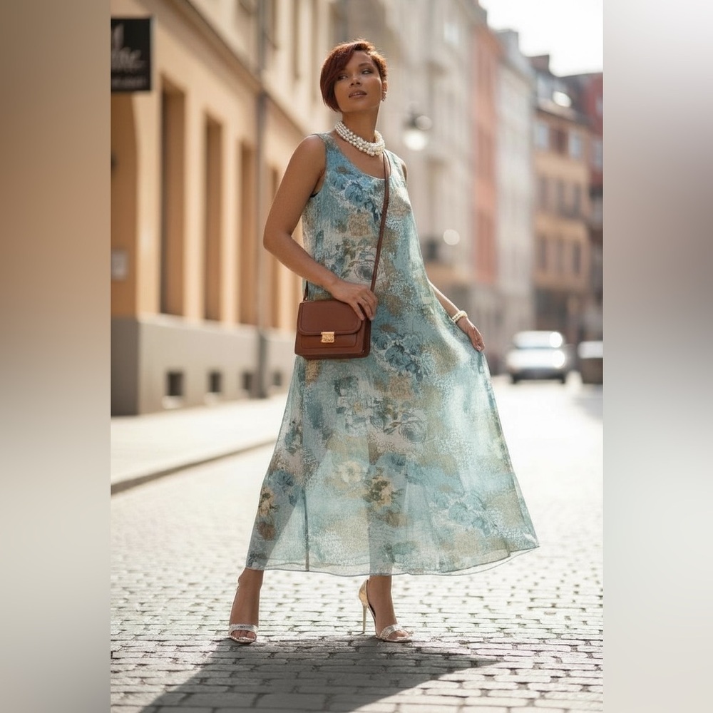 Sheri Martin Blue Floral Maxi Dress☑️